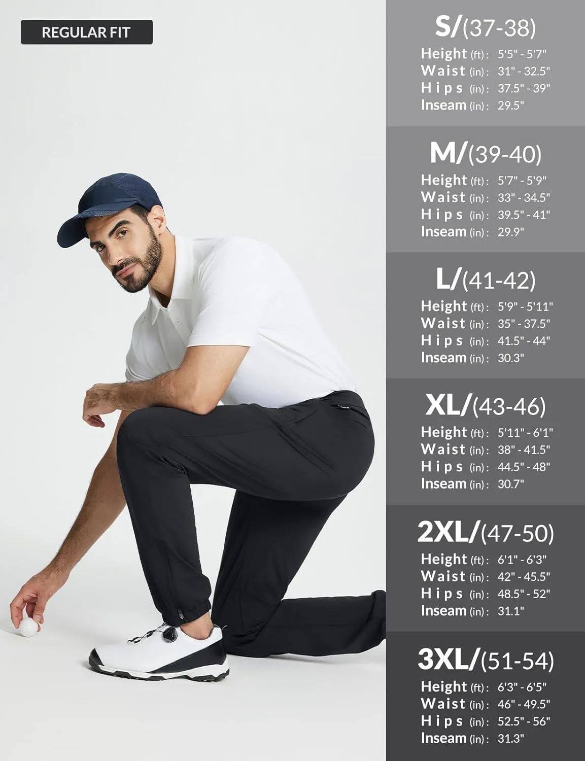 baleaf 30'' Men's Golf Joggers Pants Stretch Lightweight Workout Running Travel Track Sweatpants Quick Dry Zip Pockets