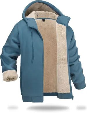Boladeci Men's Sherpa Lined Hoodie Jacket Winter Warm Heavy Weight Zip Up Hooded Sweatshirt Thick Fleece Coats