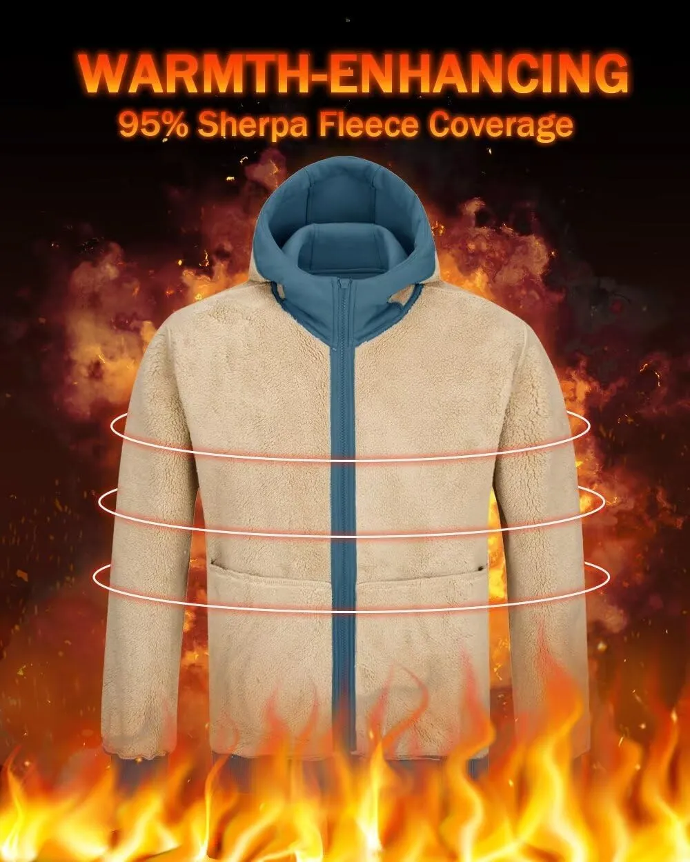 Boladeci Men's Sherpa Lined Hoodie Jacket Winter Warm Heavy Weight Zip Up Hooded Sweatshirt Thick Fleece Coats