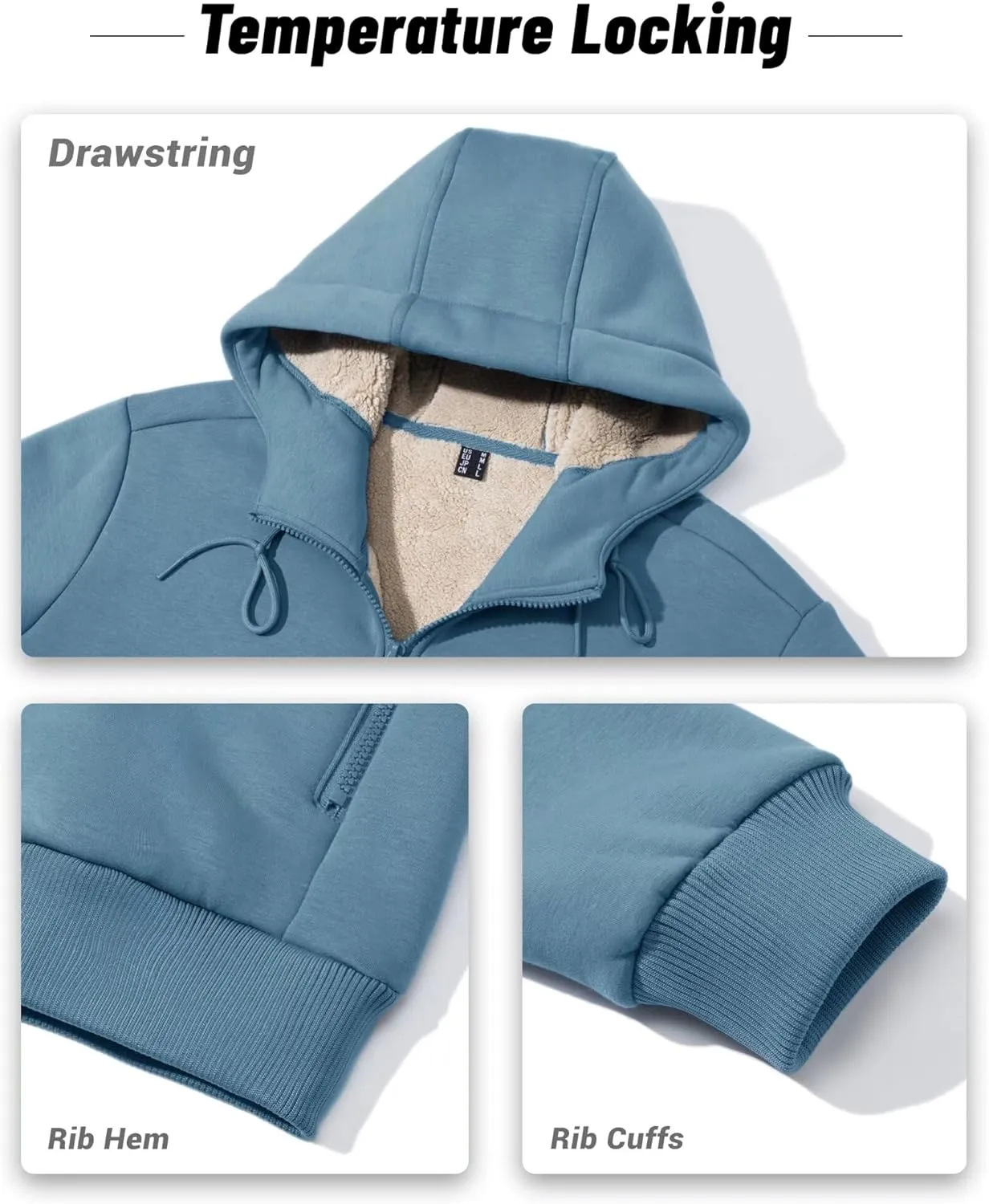 Boladeci Men's Sherpa Lined Hoodie Jacket Winter Warm Heavy Weight Zip Up Hooded Sweatshirt Thick Fleece Coats