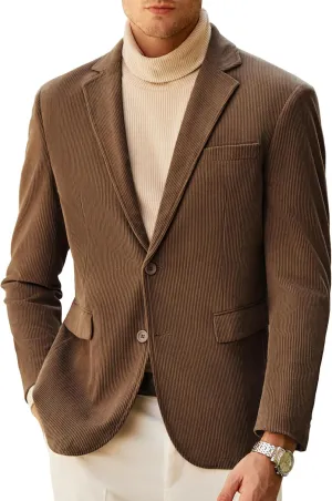COOFANDY Mens Corduroy Blazer Casual Sport Coat Vintage Two Button Suit Blazer Jacket