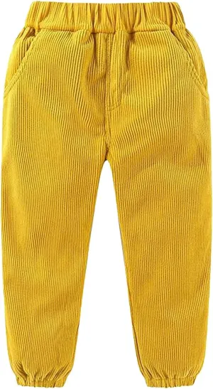 Kids Boys Girls Corduroy Pants Pull on Joggers Baggy Sweatpants Solid Elastic Waist Trousers Loung School Pants