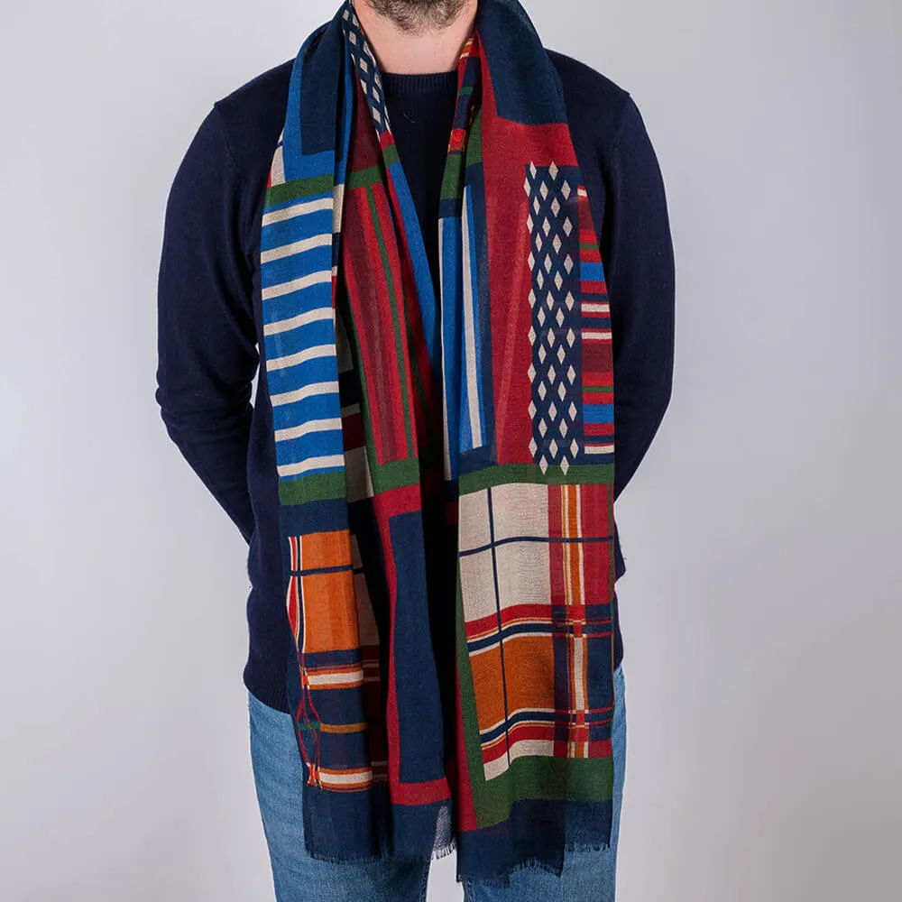 Mantus Geometric Italian Wool Scarf