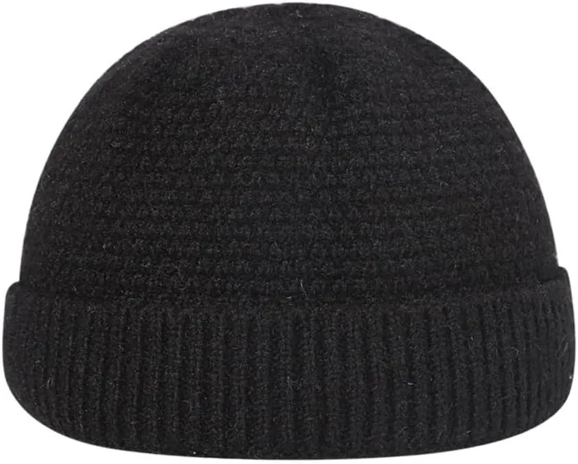 Mens Brimless Hats Adjustable Docker Cap Unisex Winter Casual Knitted Beanie Skull Caps