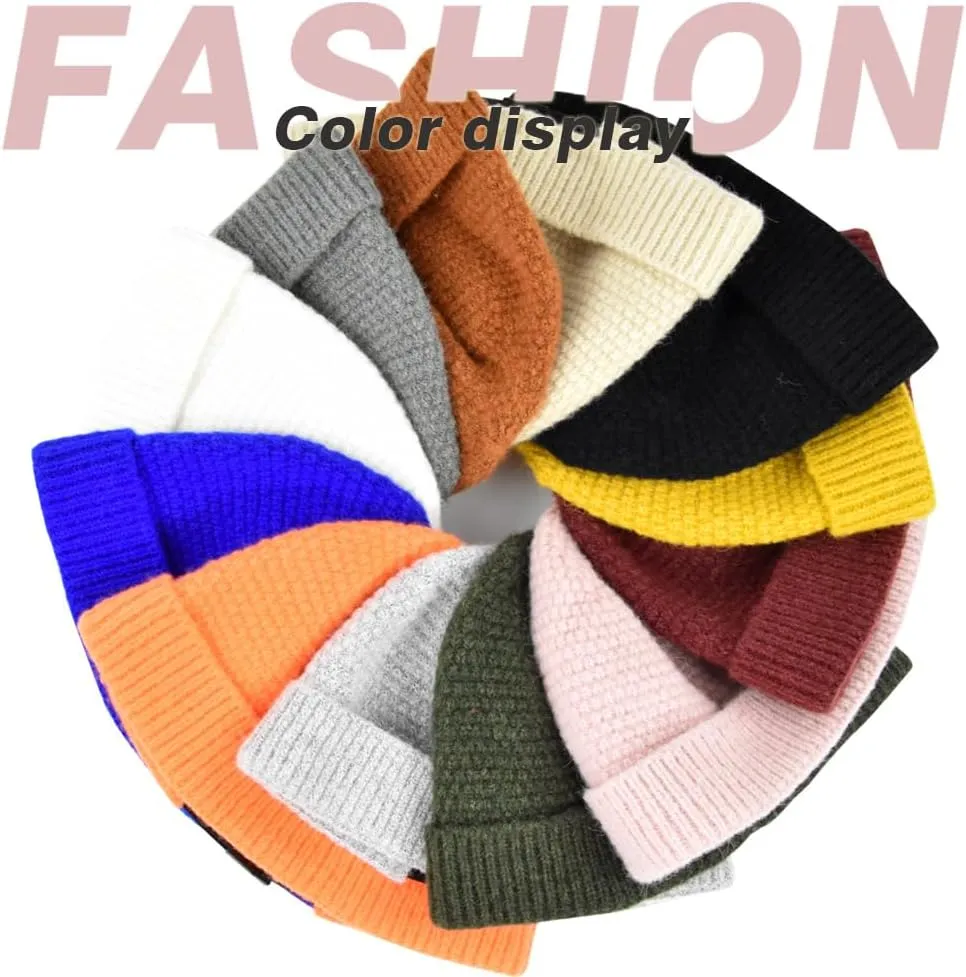 Mens Brimless Hats Adjustable Docker Cap Unisex Winter Casual Knitted Beanie Skull Caps