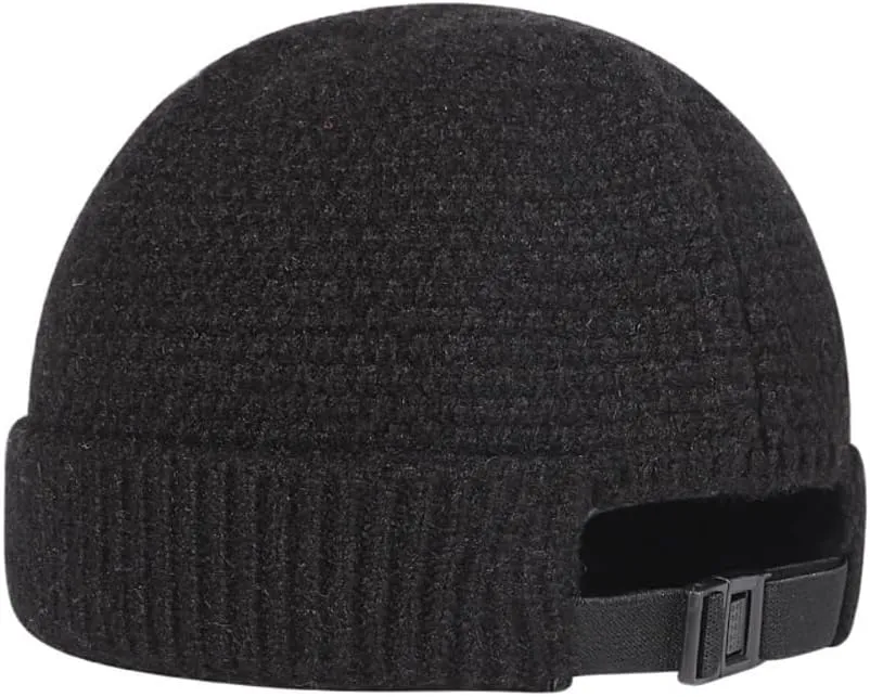 Mens Brimless Hats Adjustable Docker Cap Unisex Winter Casual Knitted Beanie Skull Caps
