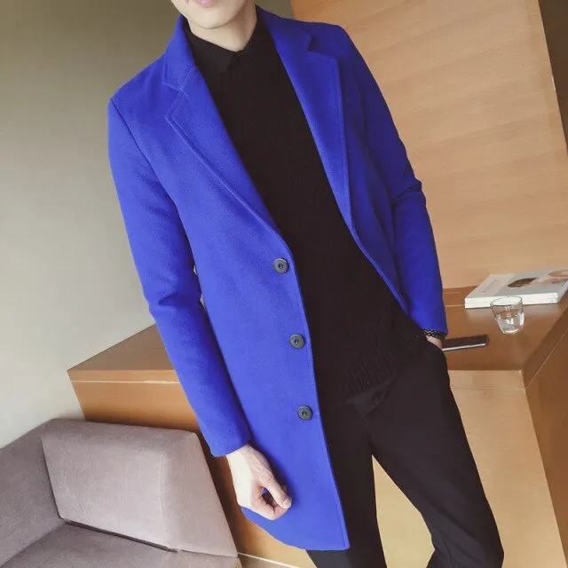 Men's Windbreaker Mid-length Slim Trench Coat