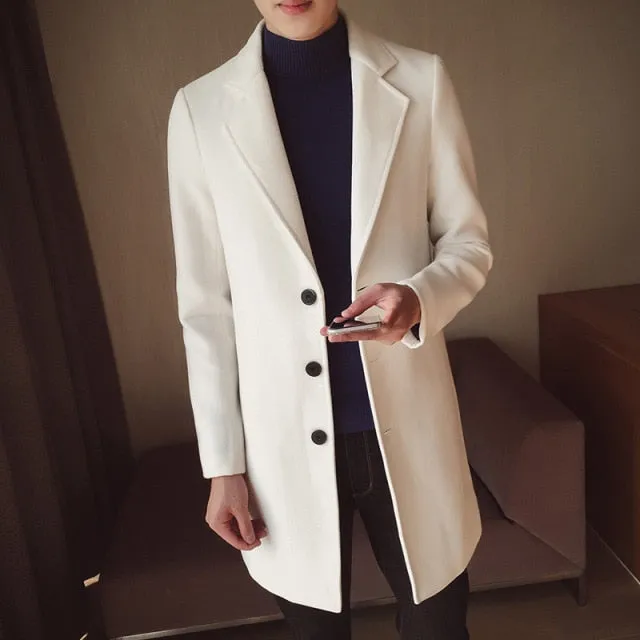 Men's Windbreaker Mid-length Slim Trench Coat