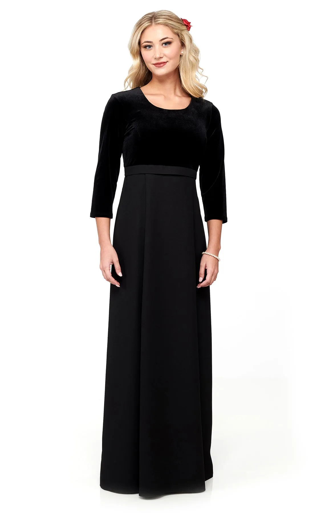 NEW! DEVYN (Style #2504) - Scoop Neck, 3/4 Sleeve, Velvet bodice Gown