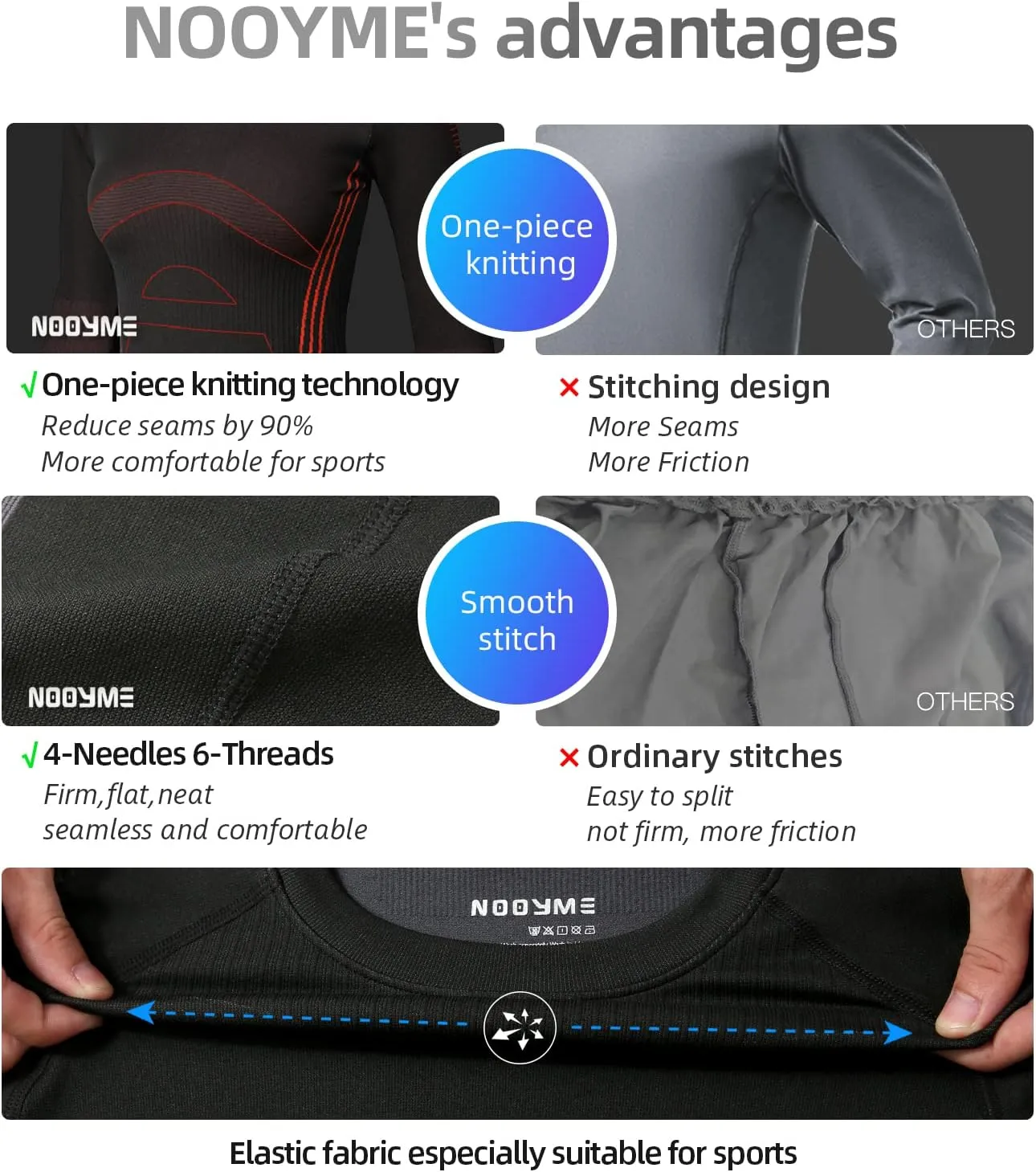 NOOYME Thermal Underwear Base Layer Long Johns for Cold Weather