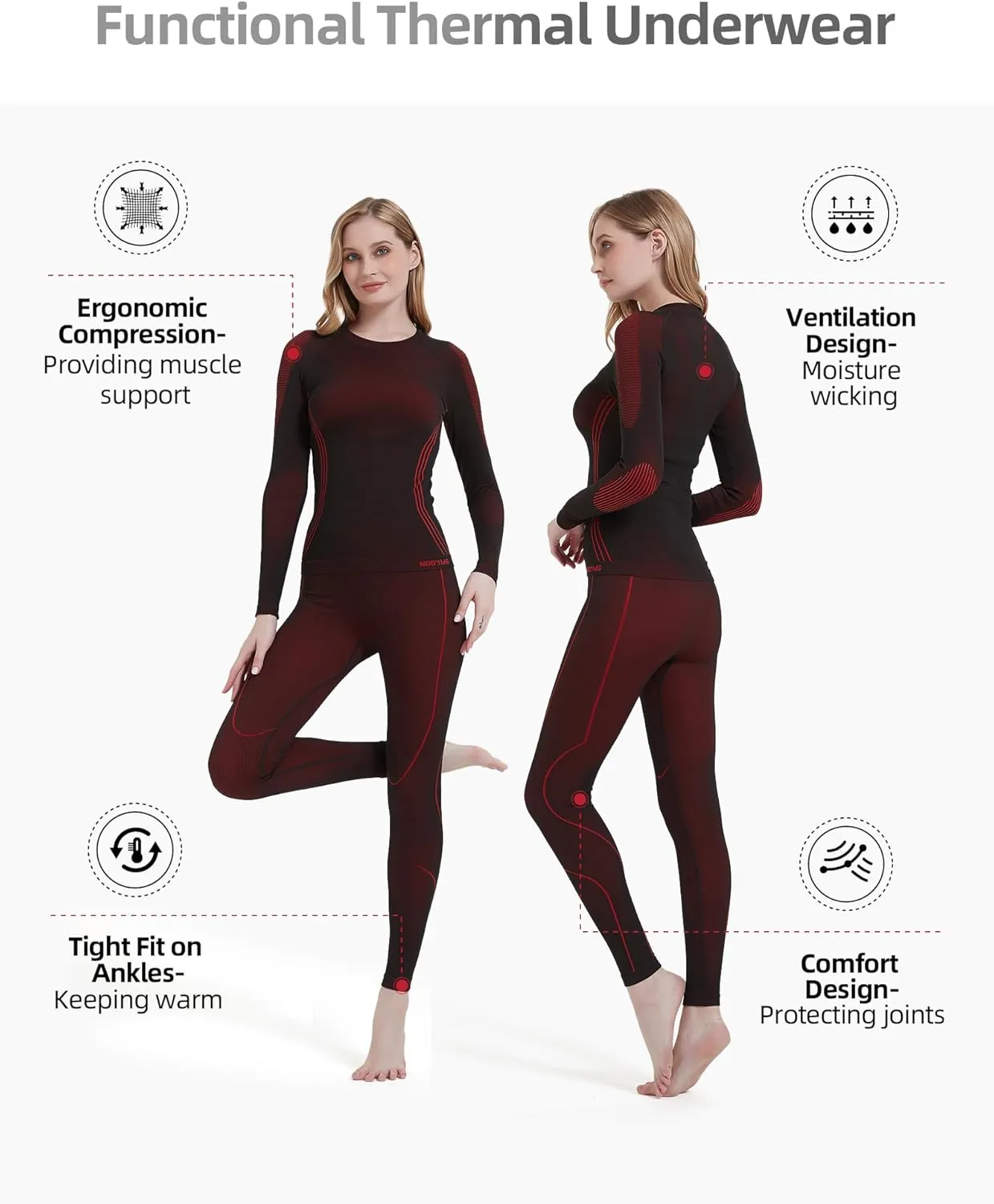 NOOYME Thermal Underwear Base Layer Long Johns for Cold Weather