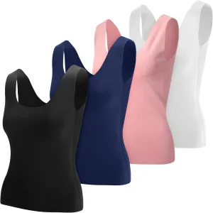 Toulite 4 Pcs Thermal Tank Tops Women Underwear Tops Sleeveless Undershirt for Women Cotton Camisole Warm Base Layer