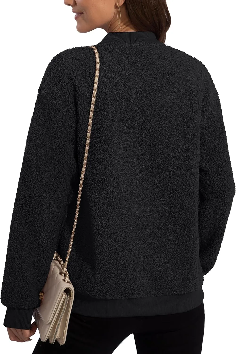 YUCOLEN Women's Fleece Bomber Jacket Trendy Full Zip Sherpa Jackets Warm Winter Coat with Pockets