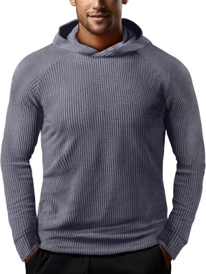 Zengjo Workout Hoodies for Men Lightweight Athletic Running Performance Pullover Hooded T-Shirts Long Sleeve Thermal