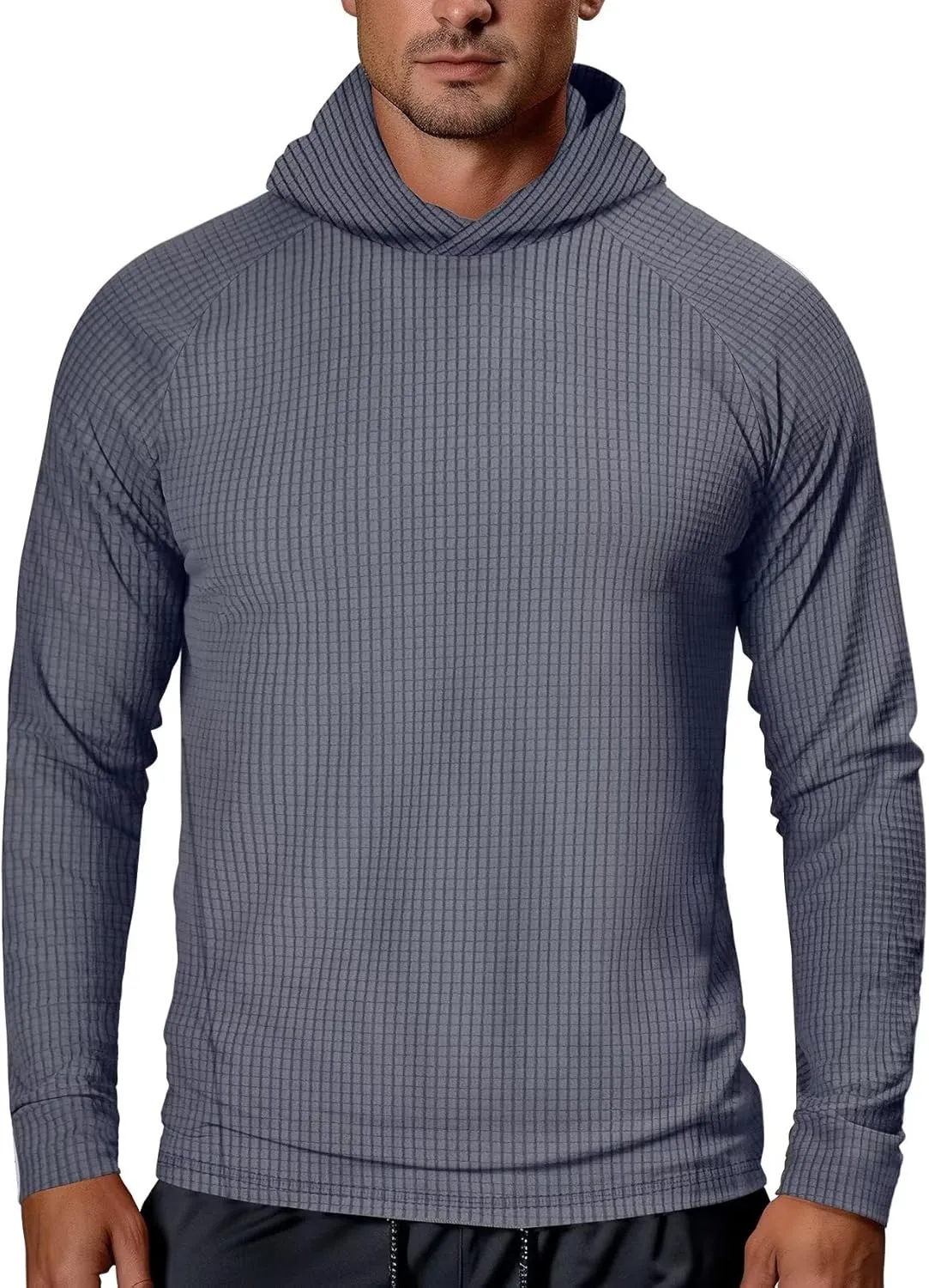 Zengjo Workout Hoodies for Men Lightweight Athletic Running Performance Pullover Hooded T-Shirts Long Sleeve Thermal